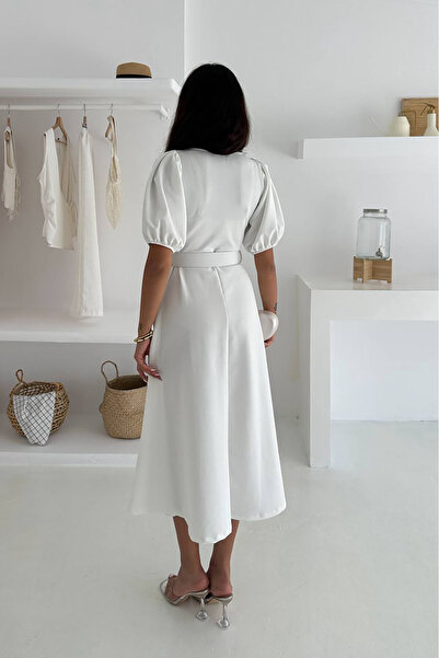 Neşeli Butik Women Balloon Sleeve Square Collar Summer Dress Nbk4245