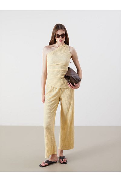 LC Waikiki New Season Women's Textured Trousers with Elastic Waist - S5Qr30Z8