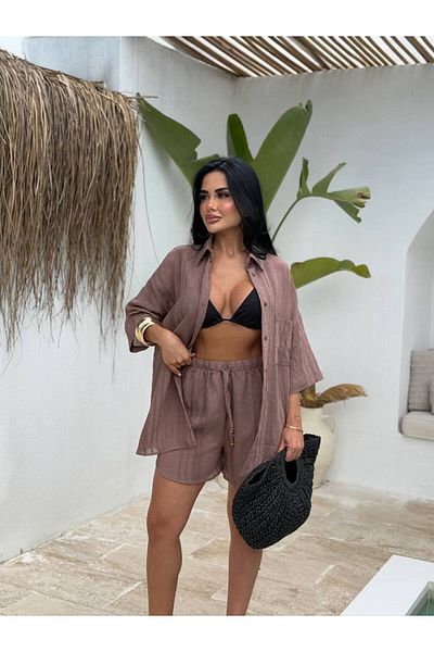 Lady Pixie Women's Linen Shorts Set