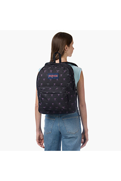 Jansport Bow Print Backpack with Adjustable Straps and Zip Closure - 14x32x42 cms