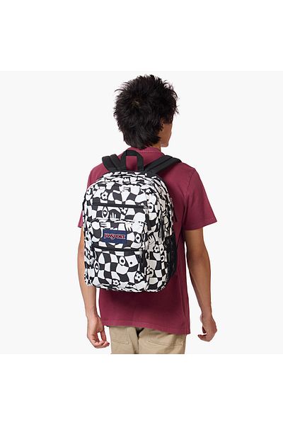 Jansport حقيبة ظهر مطبوعة من جانسبورت بأحزمة قابلة للتعديل وسحاب للإغلاق - ١٩×٣٣×٤٤ سم
