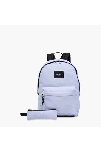 Pepe Jeans Aris Solid Backpack with Zip Closure and Pencil Pouch - 33x44x21 cms