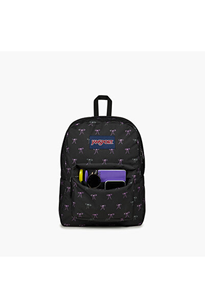 Jansport Bow Print Backpack with Adjustable Straps and Zip Closure - 14x32x42 cms