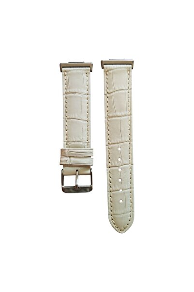 FirstModel Huawei Watch Fit 2 Uyumlu Hakiki Deri Kordon Kırık Beyaz