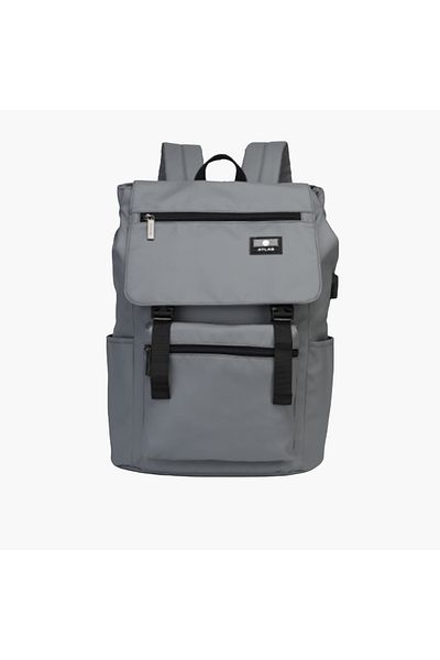 Atlas Solid Backpack with Adjustable Straps and Flap Closure - 28x10x45 cms