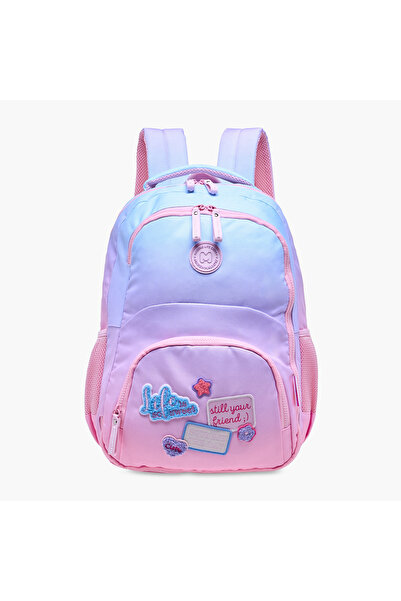 Marshmallow حقيبة ظهر مزينة برقعة مطرزة وحمالات كتف قابلة للتعديل - 33×43×16 سم