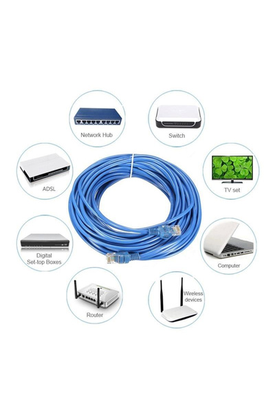 OEM Cablu UTP cat.5, mufat 2xRJ45, lungime 10m, de legatura retea, ethernet, albastru