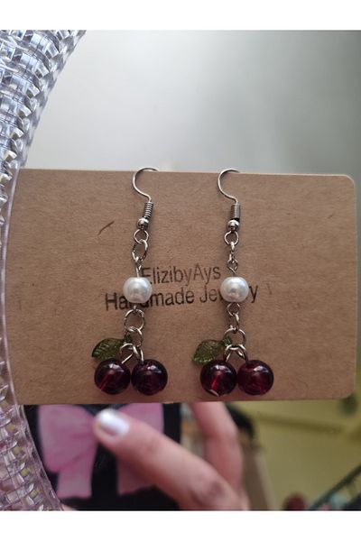 glactuca craft Cherry Cherry Bead Earrings Y2K