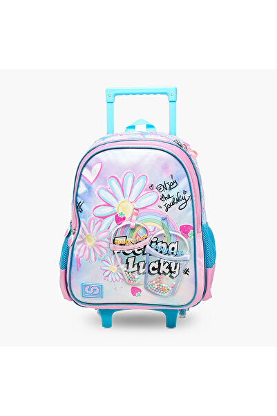 Sami Studio حقيبة ظهر بعجلات مطبوعة بعصائر، مقاس 16 بوصة، بمقبض قابل للسحب - ...