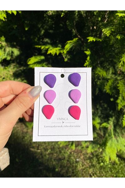 VIVINCA Handmade Polymer Clay Colorful Vibrant Lightweight Earrings - Trio of Pink