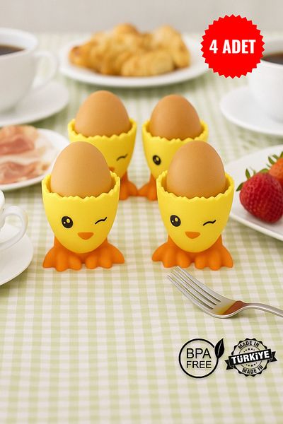 MUF HOME Cute Designed Chick Egg Cup - Adds Joy to the Breakfast Table Bpa Free - 4 Pieces