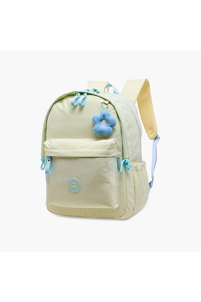 Marshmallow Floral Detail Backpack with Adjustable Shoulder Straps - 33x43x16 cms