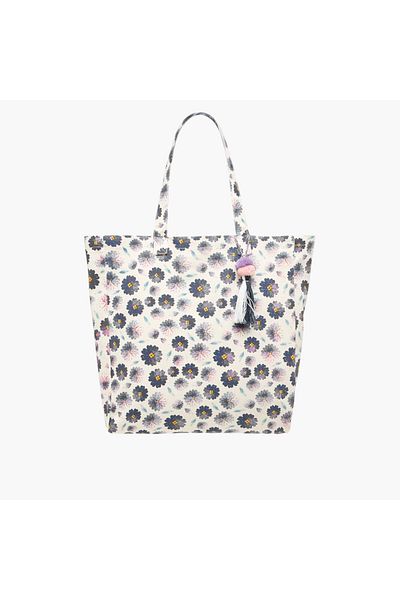 Lifestyle Floral Print Shopper Bag with Double Handles and Tassel Detail