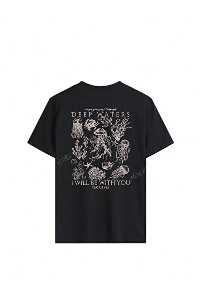 SVART WEAR Μπλουζάκι με χαριτωμένο στάμπα με θαλάσσια ζωή, άνετο στυλ διακοπώ...