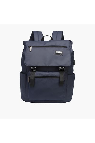 Atlas Logo Applique Backpack with Adjustable Straps and Zip Closure - 28x10x45 cms