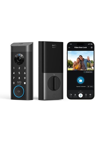 eufy Security Video Smart Lock E330, 3-in-1 Camera+Doorbell+Fingerprint Keyless Entry Door Lock, WiF