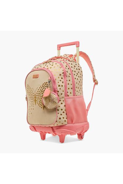 MUST Butterfly Print Trolley Backpack with Retractable Handle - 34x20x44 cms