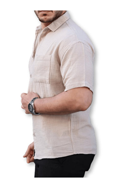 D1fference Erkek Müslin Gömlek & Kısa Kollu & Günlük Gömlek