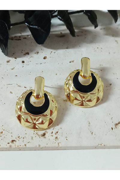 mos&more Black Enamel Stylish Women's Earrings
