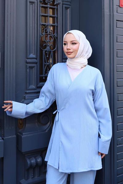 MİSSKAYLE Σετ κιμονό με λεπτομέρεια δεμένη Baby Blue