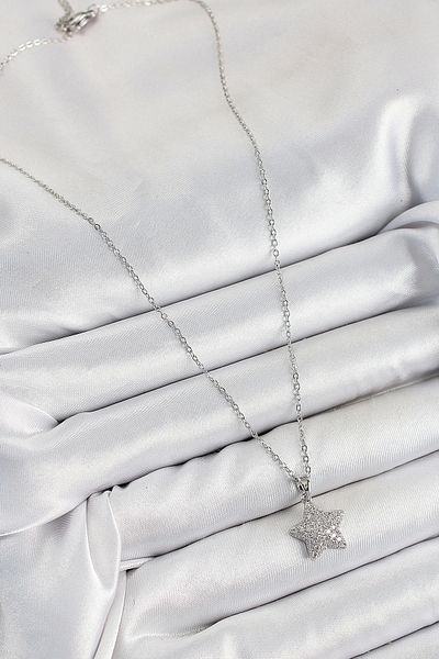 Clariss 316L Steel Zircon Stone Star Model Silver Color Women's Necklace