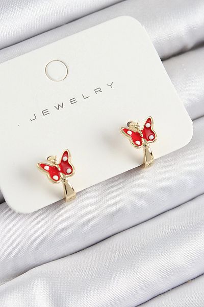 GLIMMERY Brass Butterfly Model Gold Color Children's Earrings