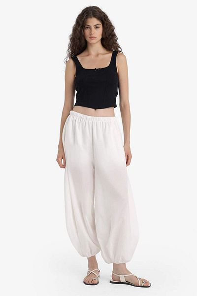 DeFacto Barrel Fit Pocket Normal Waist Standard Size Voile Baggy Trousers F8037Ax25Sm
