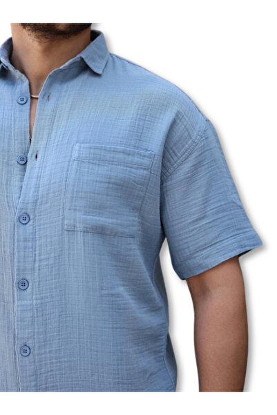 D1fference Erkek Müslin Gömlek & Kısa Kollu & Günlük Gömlek