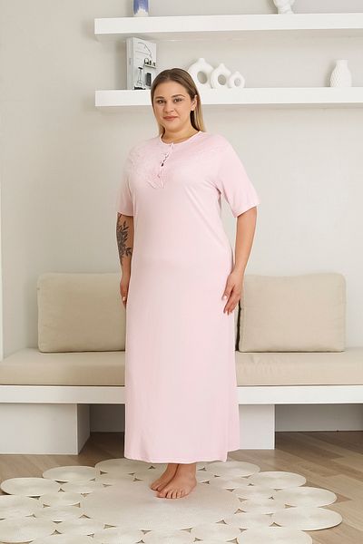 EM&FA TEKSTİL Large Size Nightgown with Lace Detail