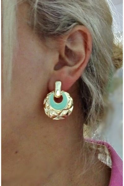 mos&more Mint Green Enamel Stylish Women's Earrings