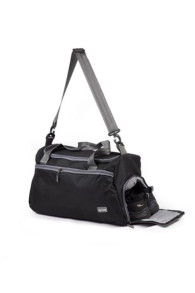İMAKS Medium Size 52 cm Impertex Fabric Travel Sports Gym Fitness Beach Bag with Shoe Compartment Black D550