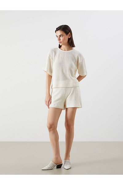 LC Waikiki New Season Crew Neck Textured Women's T-Shirt - S5Rh72Z8