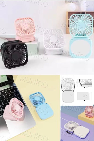 Munico Şarj Edilebilir Ve Taşınabilir Mini Katlanır Boyunlu Fan Vantilatör Ka...