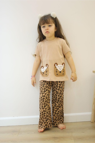 Morbellabutikaksesuar Girl's Leopard Patterned 2-Piece Summer Set