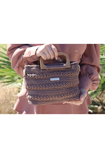 Bejon Hand Knitted Macrome Inner Lined Women's Bag