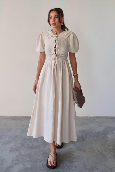 Olcay Rochie de muselină cu șireturi BEJ 9362-E