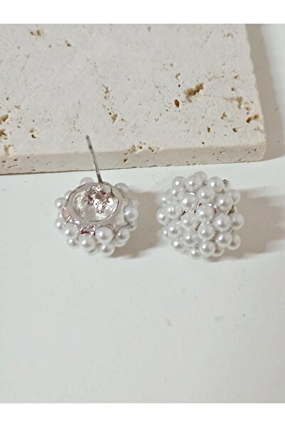 mos&more Silver Pearl Ball Elegant Women's Earrings
