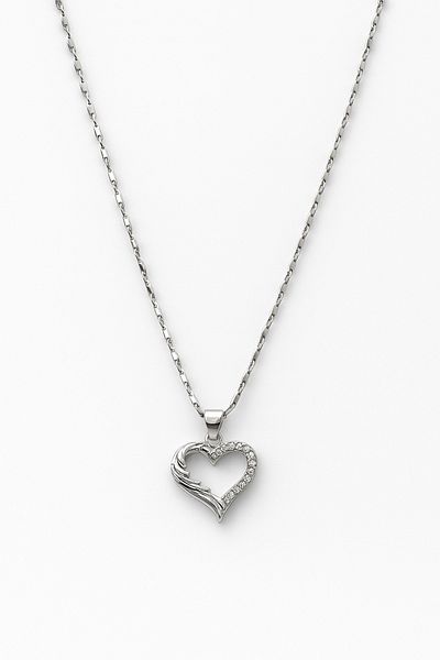 Butik Steel Valentine's Knot Heart Necklace Hollow Heart Silver