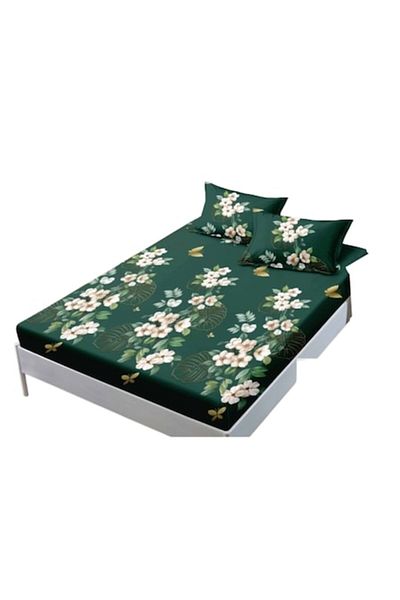 OEM Set cearșafuri și fețe de pernă, Finet, 3 piese, individual, 140x200cm, imprimeu cu flori albe, multicolor