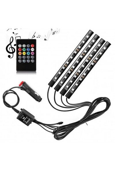 Xenon Bright Kit 4 lumini ambientale RGB cu telecomandă, 12V, 9 LED-uri, 17 cm LAL-9
