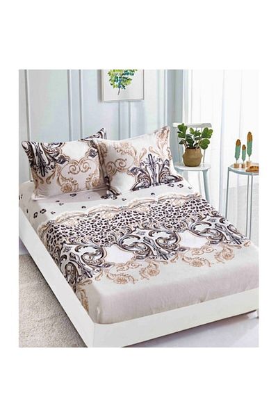 JOJO HOME Husa de pat si 2 fete de perna, Jojo Home, Cocolino, 2 persoane, 3 piese, Imprimeu Elegant, 180x200c
