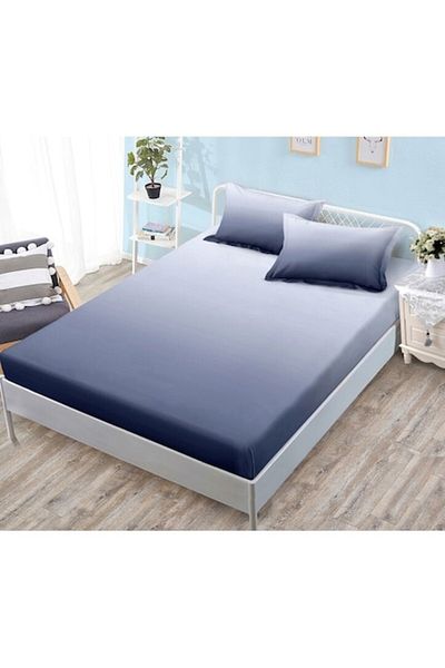 OEM Set de cearșafuri cu elastic și 2 fețe de pernă, Finet, 2 persoane, imprimeu degradat, 180x200cm, bleumarin