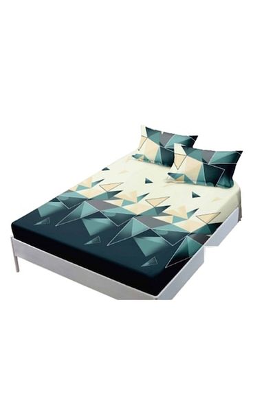 OEM Set cearșaf și fețe de pernă, Finet, 3 piese, 1 persoană, 140x200cm, imprimeu forme geometrice, multicolor