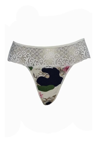 ioana boutique textile Cotton Thong Briefs, CH1841, Cream, Size M