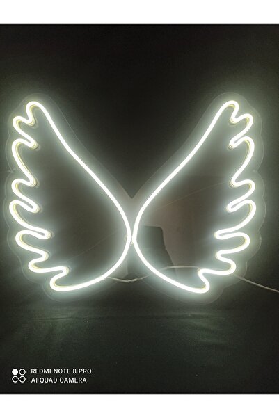 Neon Melek Kanadı neon led Duvar Dekoru | 42x35 cm Büyük Boy | Pleksi Tabanlı...