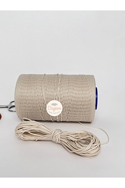 Düğüm Hobi Atölyesi 1 mm Krem Bej Renk 10 metre Saraç Mumlu İp Bileklik Halha...