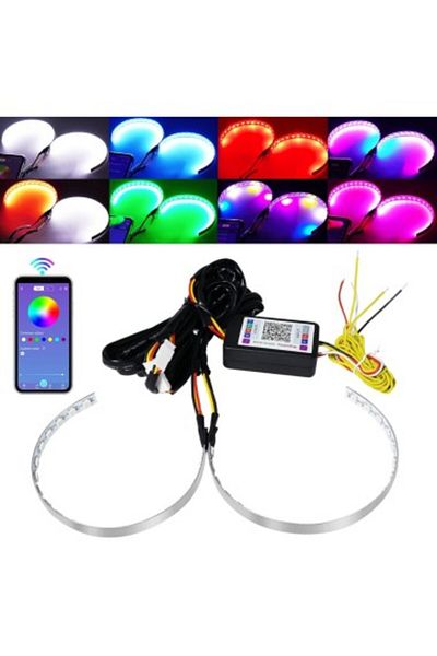 Xenon Bright Set of 2 multi-colored Devil Eyes RGB LED strips with mobile phone app