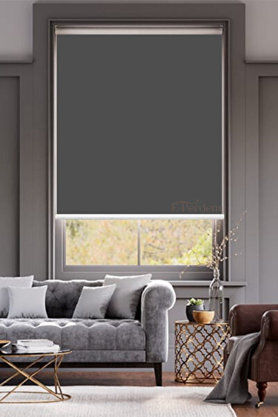 Eperdem Stor Perde Antrasit Polyester Mat Stor Perde Güneşlik Antrasit Perde