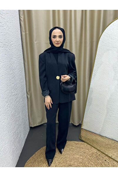 derinmoda Gold Düğmeli Kumaş Ceket