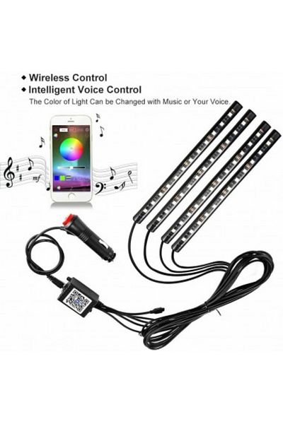 Xenon Bright Kit of 4 RGB Ambient Lights with Bluetooth Phone App, 12V, 12 LED, 22 cm LAL-12